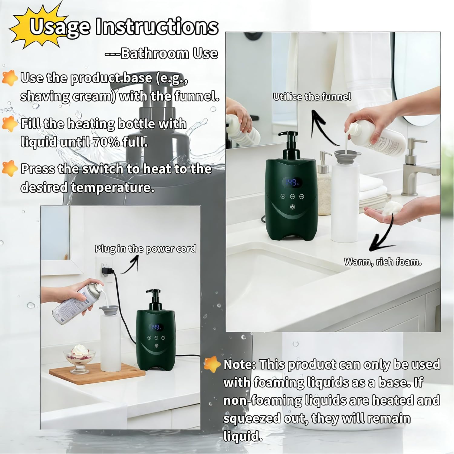 Professional Hot Lather Machine, Fast Heating Shaving Cream Warmer with 1-24H Timer,°F/°C Display, 2 Detachable Bottles for Shaving, Barber Shop, Home & SPA, Perfect Gift for Men