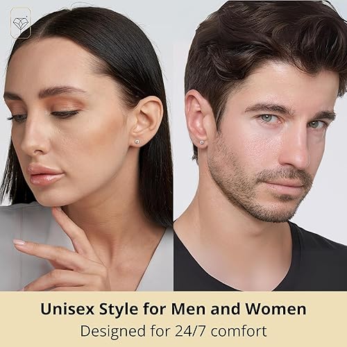 Miniatura 3 de Aretes solitarios redondos de circonita cúbica de oro de 14 quilates para mujeres y hombres Aretes de tuerca de circonita cúbica antideslustre con