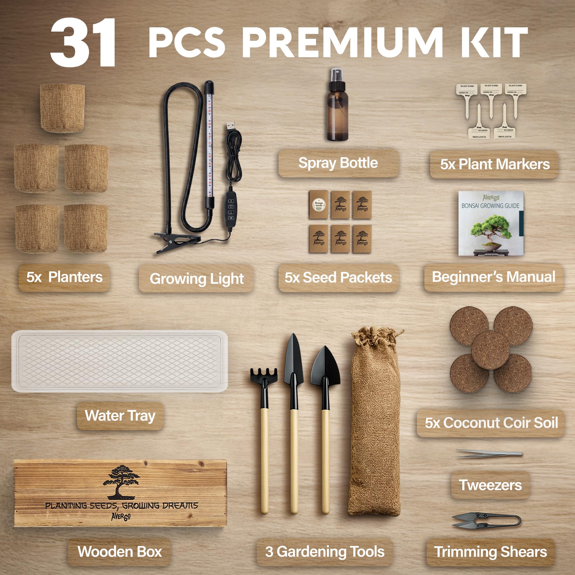 Kit de árbol bonsái - Kit completo de bricolaje para principiantes