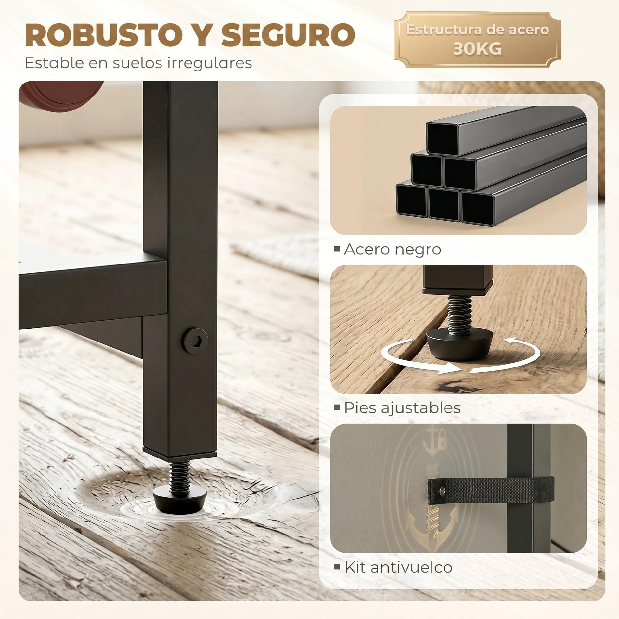 HOMCOM Mueble de Bar para Vinos con Soporte de Copas y Cajón, Botellero para 12 Botellas, con Estante Abierto, Estilo Industrial, para Cocina, Comedor, Bar, 40x30x148 cm, Marrón Rústico