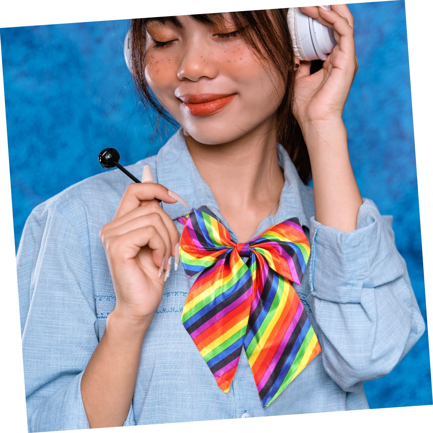 IWOWHERO 3pcs Fashionable Rainbow Bow Tie Set Stylish Party Accessory for Women Pride Decor Polyester Photo Prop for Gatherings