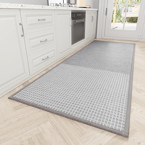 Tapete de cocina, de goma antideslizante, lavable, absorbente para piso, lavable a máquina, para frente del fregadero, puerta, lavandería, entrada,