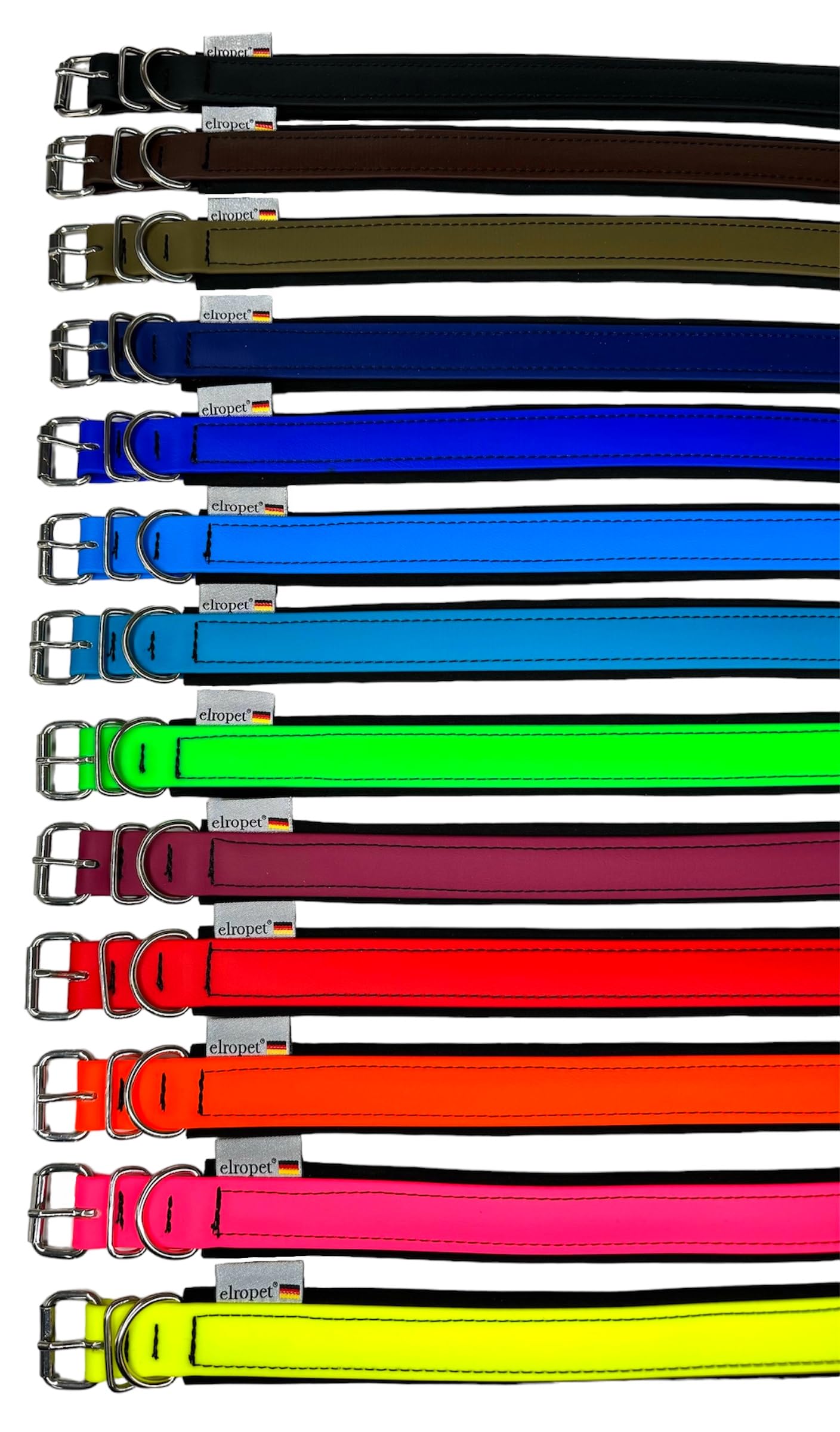 Hundehalsband Biothane verstellbar/mit Softshell gepolstert/S - XXL/Edelstahlbeschläge/wasserfest & waschbar/kleine & Grosse Hunde (Olive, M (45-50cm))