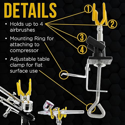 Miniatura 3 de Master Airbrush® Soporte universal para aerógrafo con abrazadera. Capacidad para hasta 4 aerógrafos y todas las marcas, Master, Iwata, Paasche,