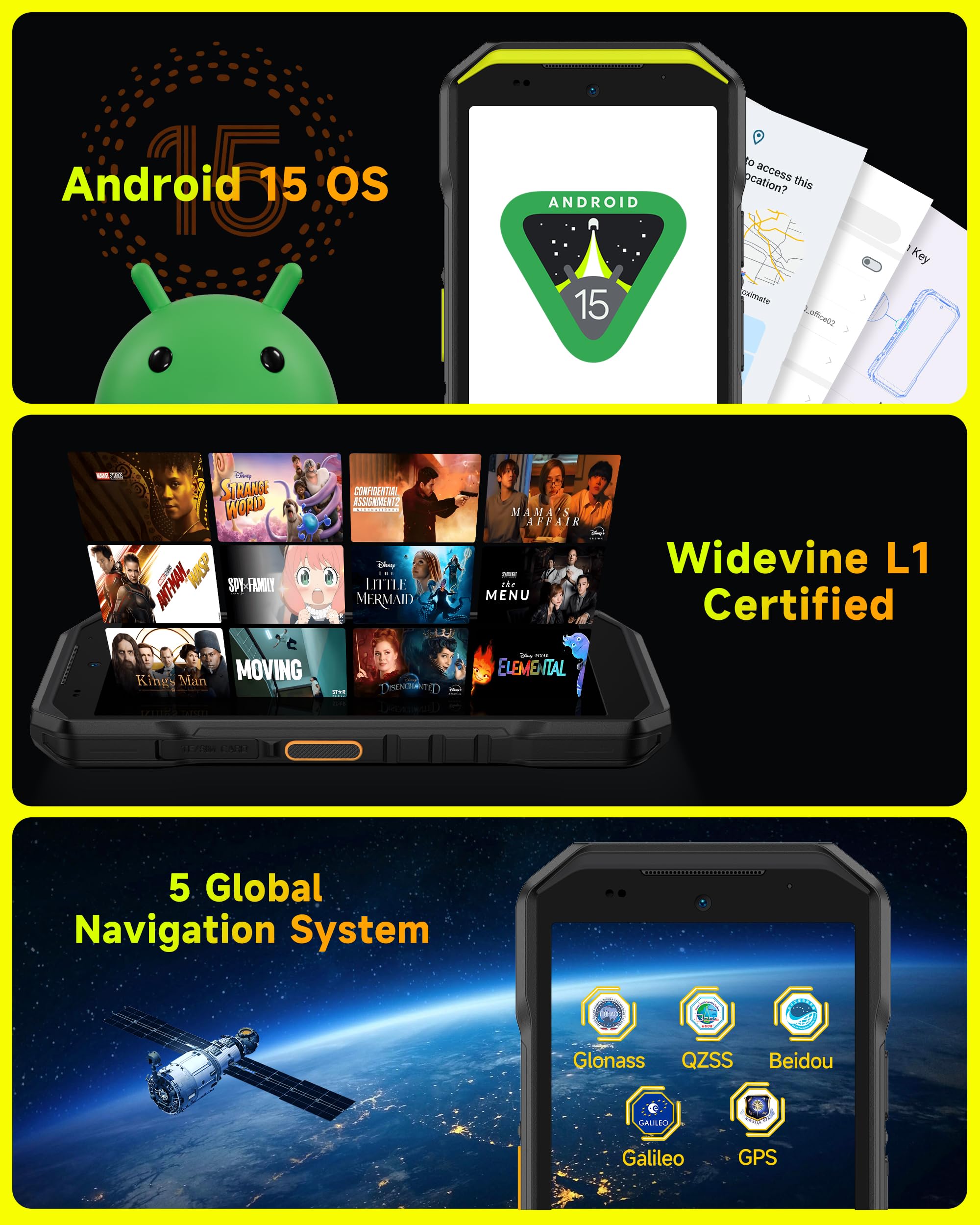 Ulefone Armor X32 Pro Téléphone Portable Incassable 5G, 16Go+256Go/SD-2TB Android 15 Smartphone 5500mAh 64MP+16MP+25MP Vision Nocturne, 5,65" 3-Slots/Flashlight/Face ID/Fingerprint/GPS/OTG/NFC Orange