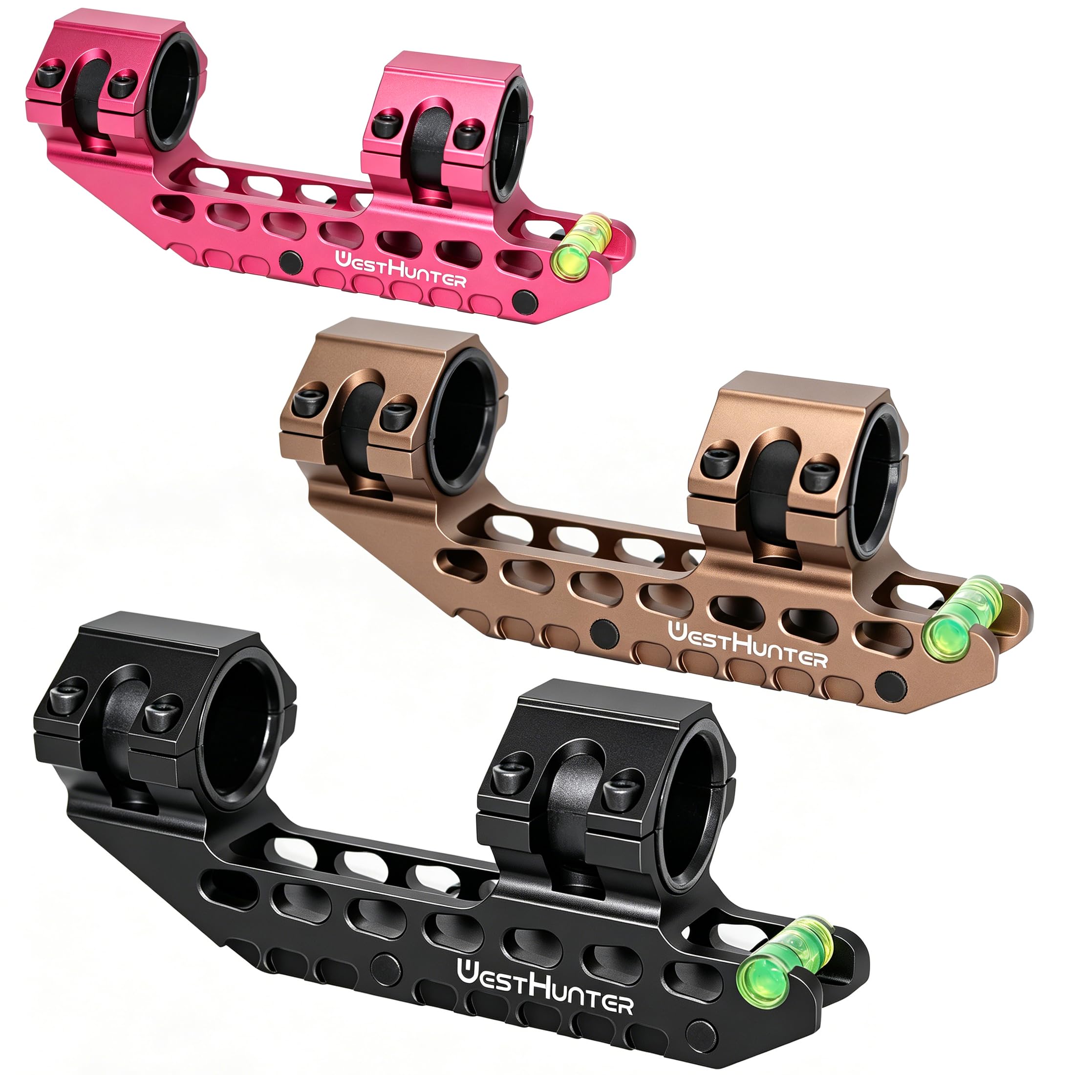 WestHunter Optik 20mm Picatinny Zielfernrohr Montage, 25,4 mm 30 mm Universal Taktik Präzision Zielfernrohrmontage mit Blasenebene | 3 Farben