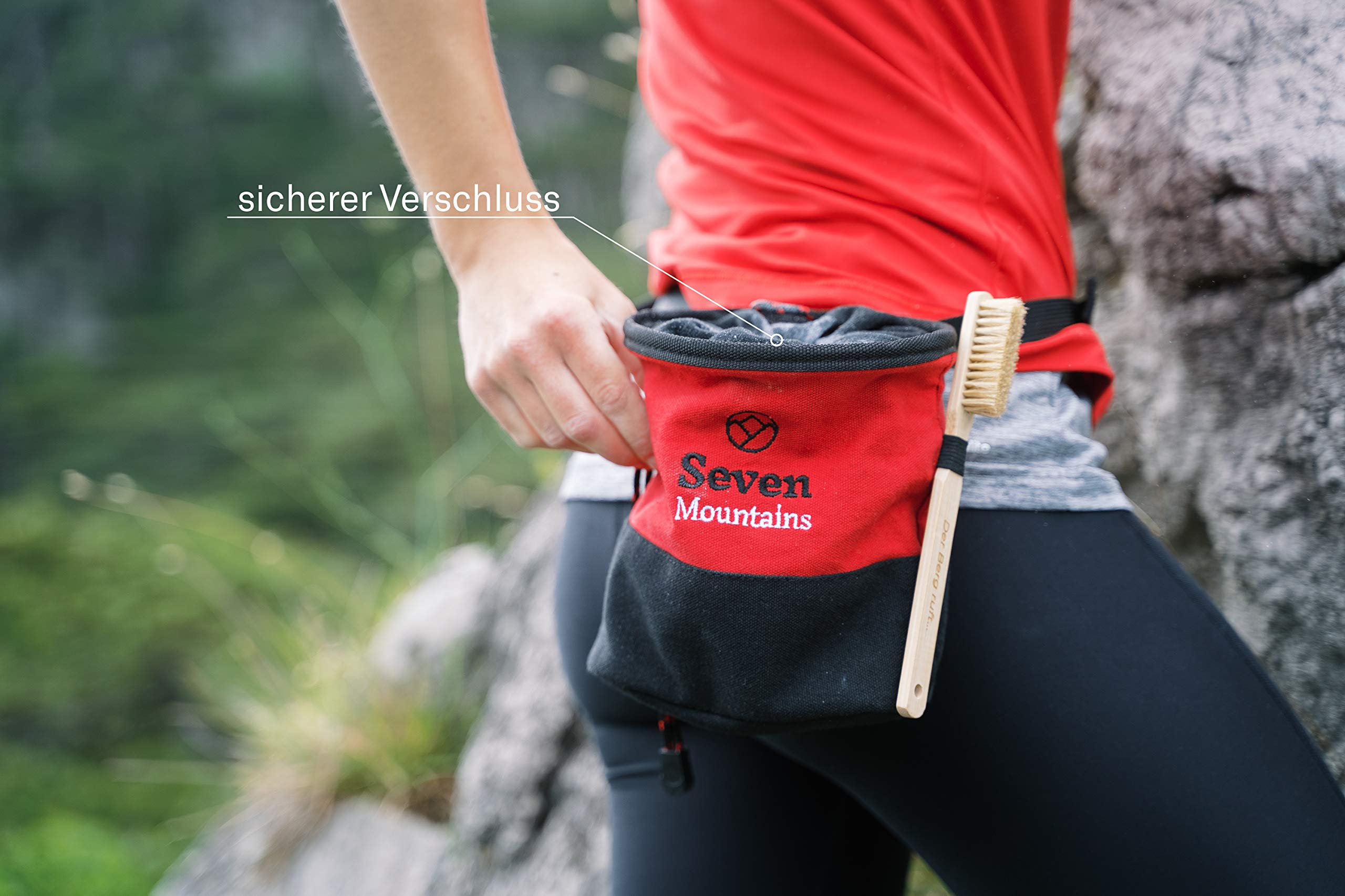 Seven Mountains Bolsa de tiza con cepillo de bambú y bola de tiza para boulder