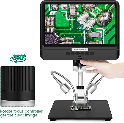 Miniatura 3 de Andonstar Microscopio de monedas AD208 con pantalla de 8.5 pulgadas 260X LCD Lab Handheld USB Microscopios digitales para reparación de PCB