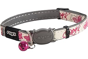 Rogz - Glow in the Dark Reflective Cat Collar with Breakaway Clip and Removable Bell