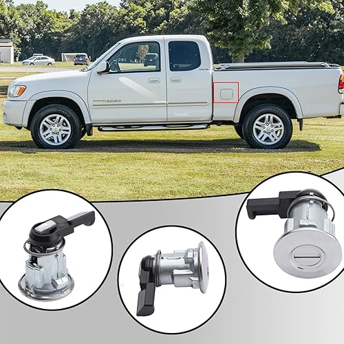 Miniatura 3 de Cilindro de bloqueo de tapa de depósito de combustible con 2 llaves para Tacoma 1995-2004| Tundra 2003 2002 2001 2000 Reemplazo #69058-35140,