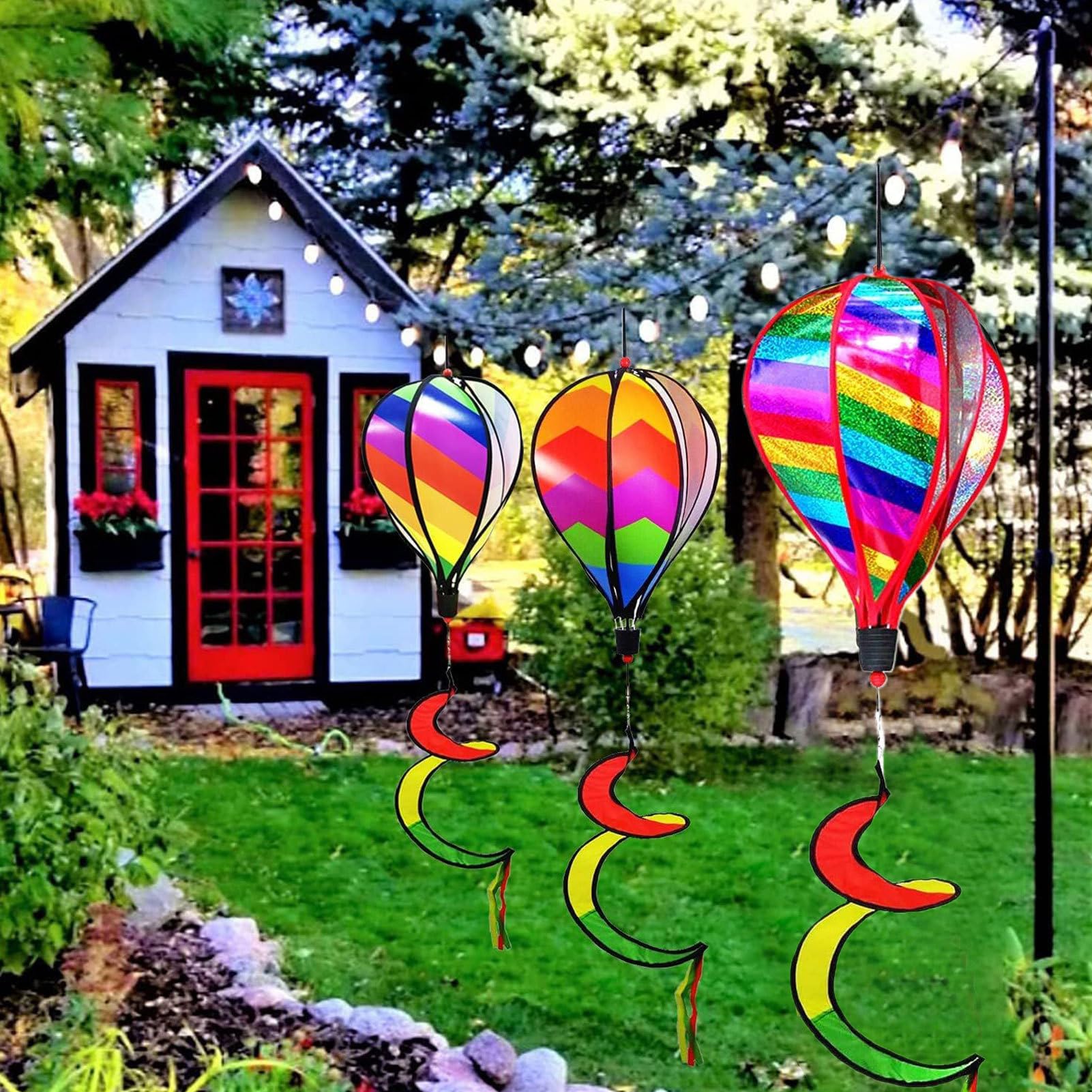 Rainbow Air - Lot de 3 Ballons à Vent - Décoration d'extérieur - pour clôtures de Jardin, Mariages, Vacances