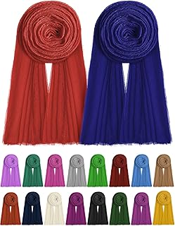 18 Pieces Women Scarfs Shawl Hijab Soft Cotton Hemp Long Scarf Head Wraps Travel Scarf for Women Scarves Wrap Head Scarve, 18 Colors, 27 x 69 Inches