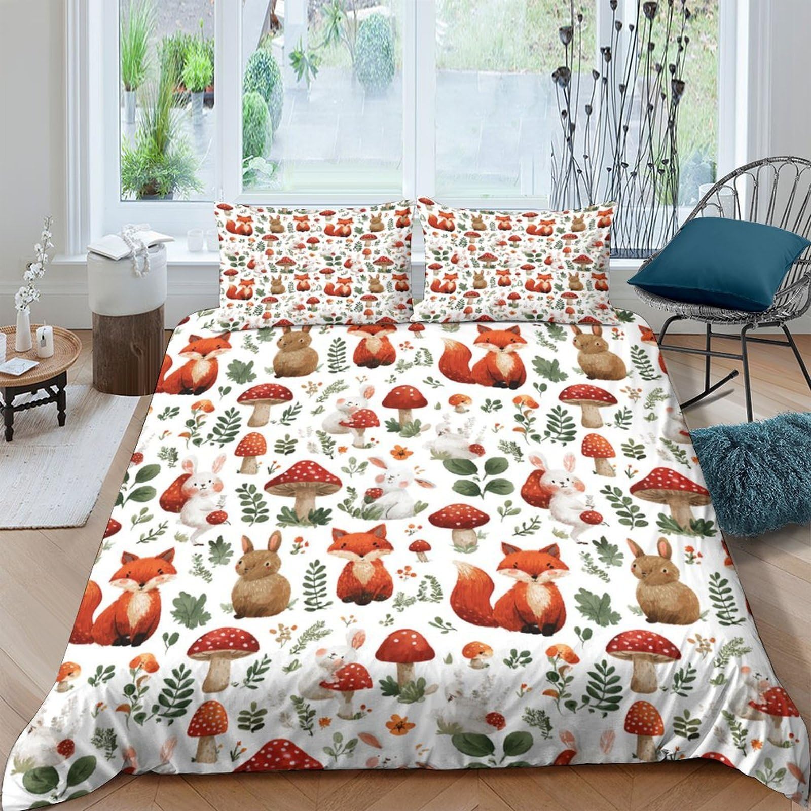 Ctjqhvkz Style-9 3D Printed Forest Animal Fitted Sheet Microfiber Soft Breathable Woodland Mushroom Mattress Cover For Bedroom Decor Single（135X200cm）
