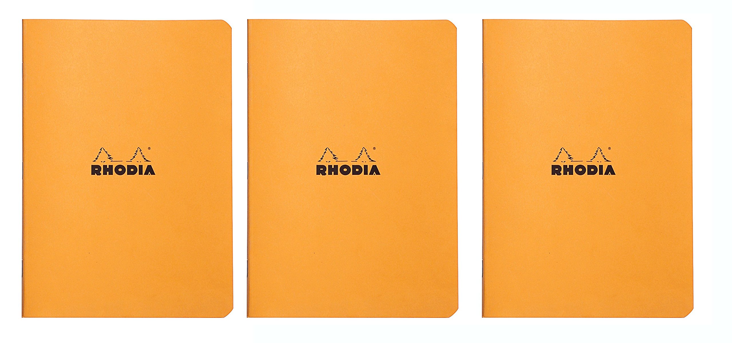 Rhodia Staplebound Orange Notebooks lined - 8-1/4 in. x 11-3/4 in., Pack of 3