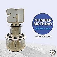 Vista 10 de Lumber Reveal USA Mini Liquor Bottle Cake Display Shelf for 21st Birthday or Other Ages Hand Assembled and Laser Cut Happy Birthday and 21 Mini