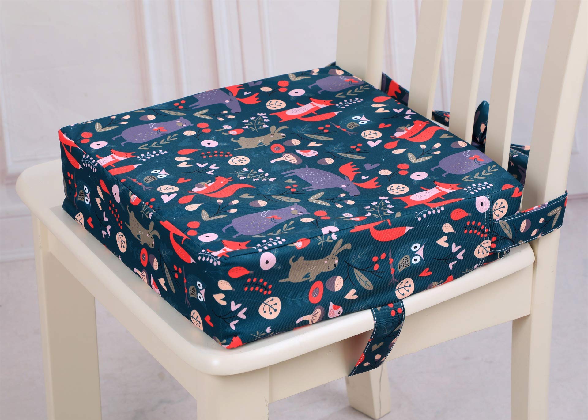 FANSU Cuscino Rialzo da Sedia per Bambini, Modello Cartone Animato Facile da Pulire e Comodo Regolabile Smontabile Cuscino Alzasedia per Seggioloni Sedia da Giardino Cuscino Seduta (Blu)