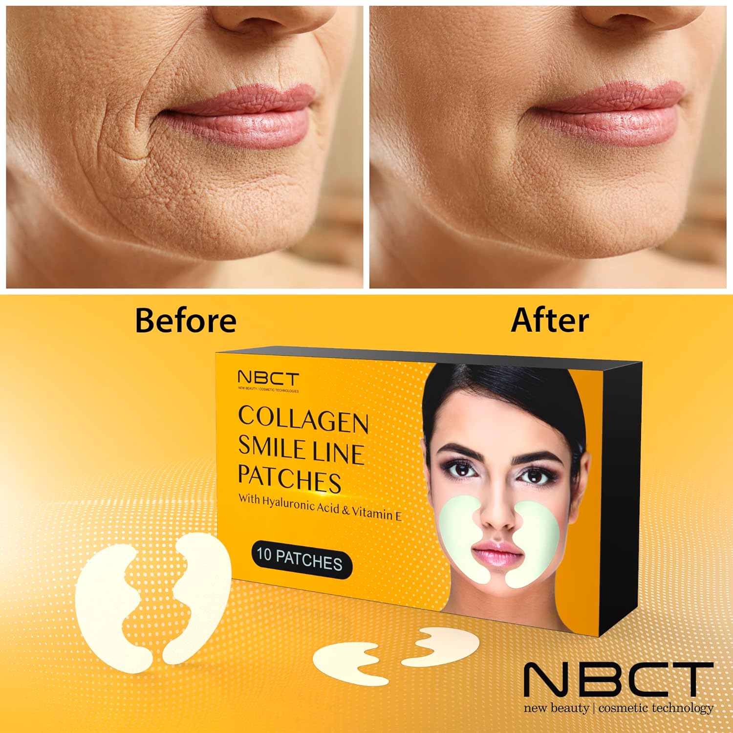 Smile Line Patches - 5 Pairs - Anti-Wrinkle Facial Strips - Face Wrinkle Patches - Moisturizing & Tightening - Laugh Lines Care Patches – Face Tape For Wrinkles - Smile Lines Treatment