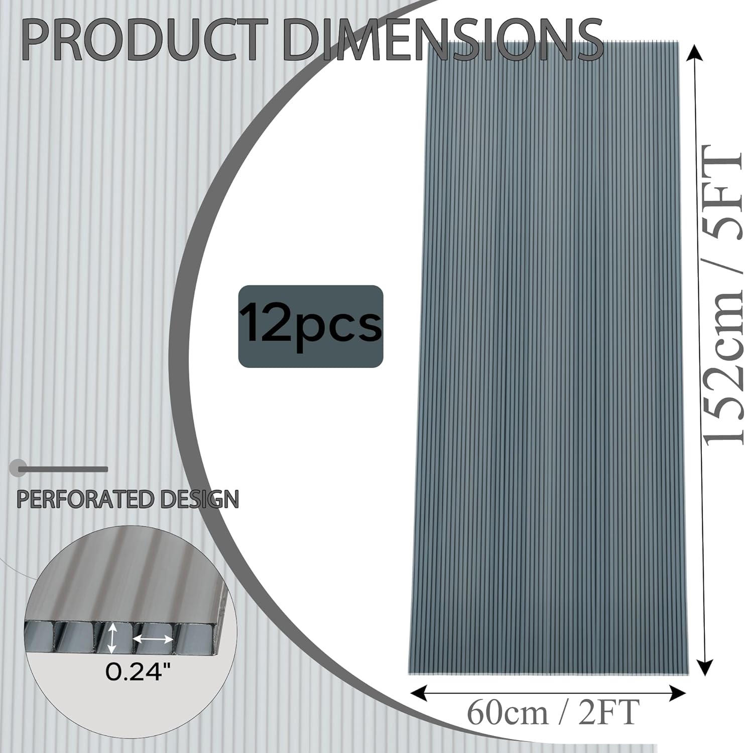 12Pcs Polycarbonate Outdoor Roofing Plates, 5" x 2" x 0.24'' Polycarbonate Panels for Greenhouses, Waterproof, UV - Resistant, Reinforced Blue - Toned Sheets for Patio Covers, Dividers