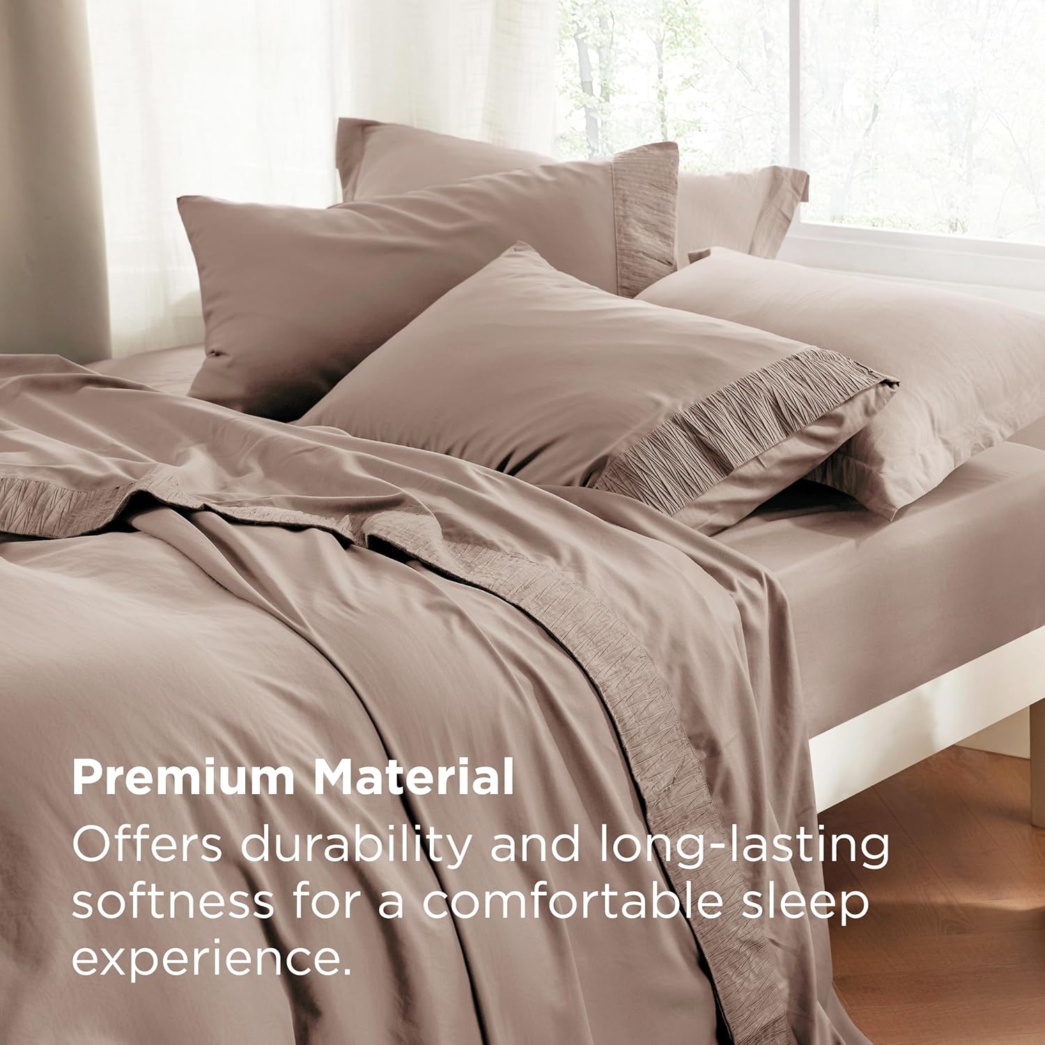 Bedsure Full Size Bed Sheets - 4 Pieces Soft Full Sheet Set - Breathable & Cooling - Hotel Luxury - Easy Care Polyester Microfiber Bedding for Women, Men, Khaki - Image 5