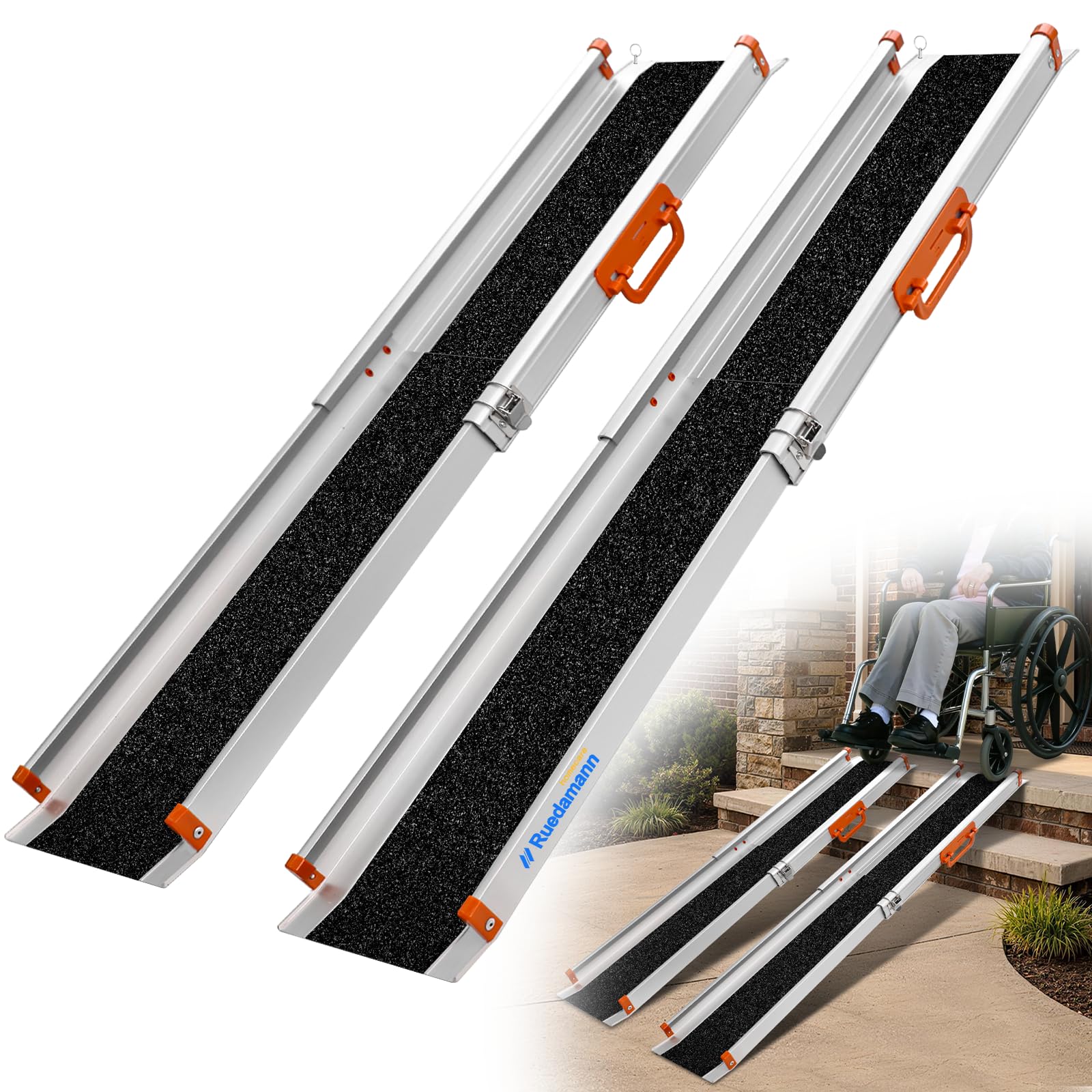 Amazon | Ruedamann スロープ 車椅子 長さ122.5-214cm 段差解消52.5cm