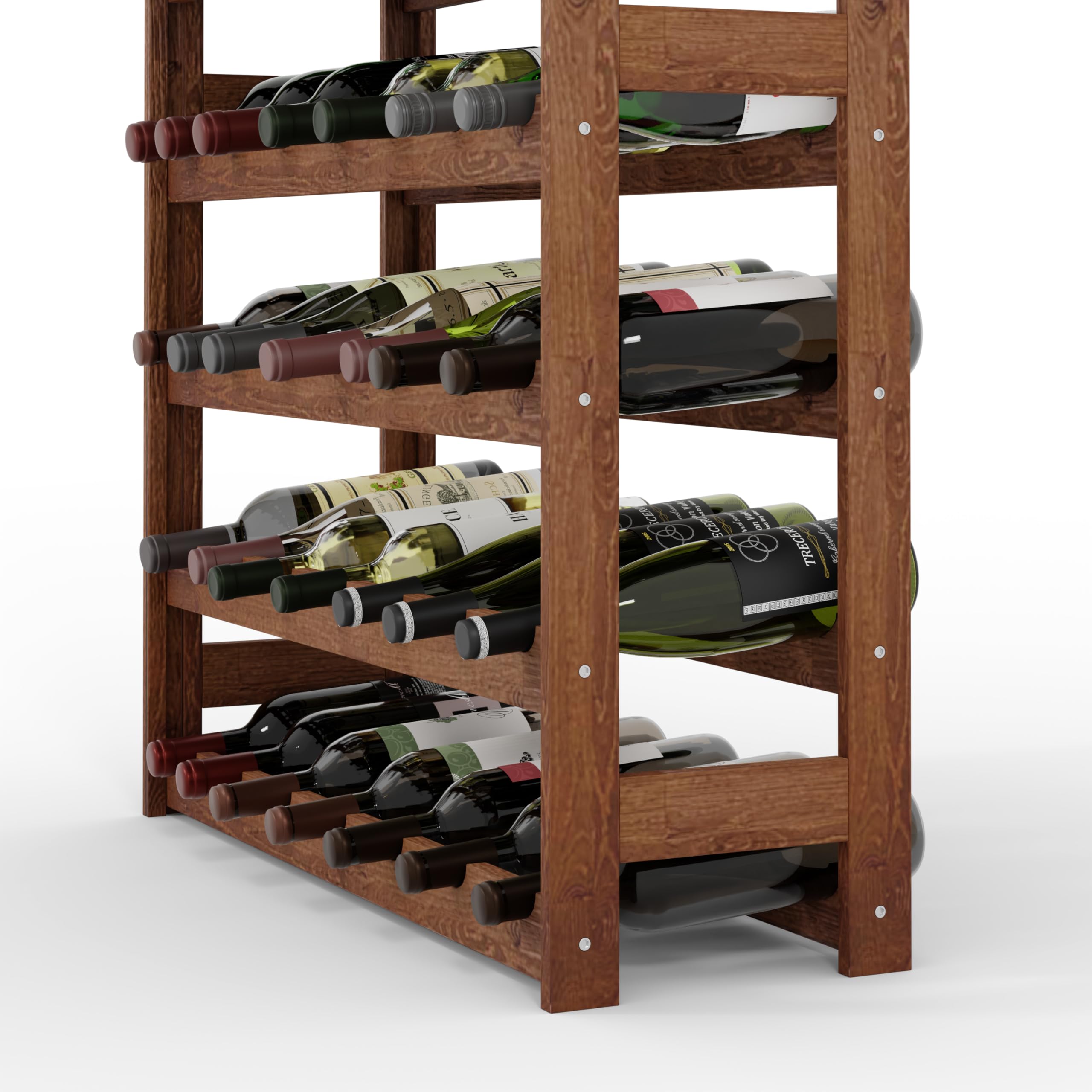 Lenmar Portabottiglie in legno per bottiglie marrone, RW-1, portabottiglie, cantina, mensole, portabottiglie RW-1-91, 198 x 72,5 x 25, 13 lettini, 91 bottiglie