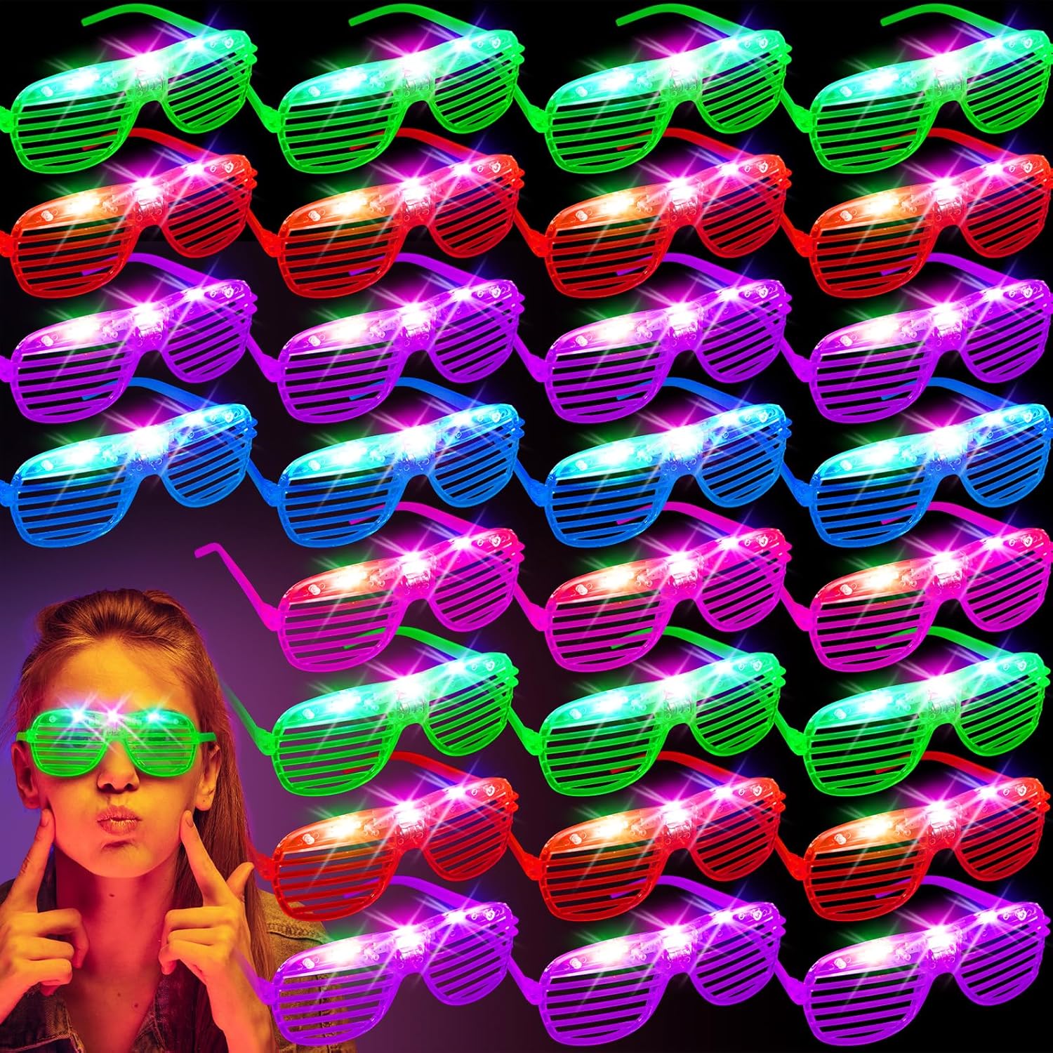 28 PCS Light up Glasses, Glow Glasses, Led Glasses, Glow In The Dark Glasses for Kids and Adults, Party Favors Adults, Light Up Party Favors, Party Glasses for Glow In The Dark Party, Rave, New Year