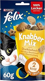 FELIX KnabberMix Dreikäsehoch Katzensnack, Knusper-Leckerlie mit Käsegeschmack, 8er Pack (8 x 60g) product image