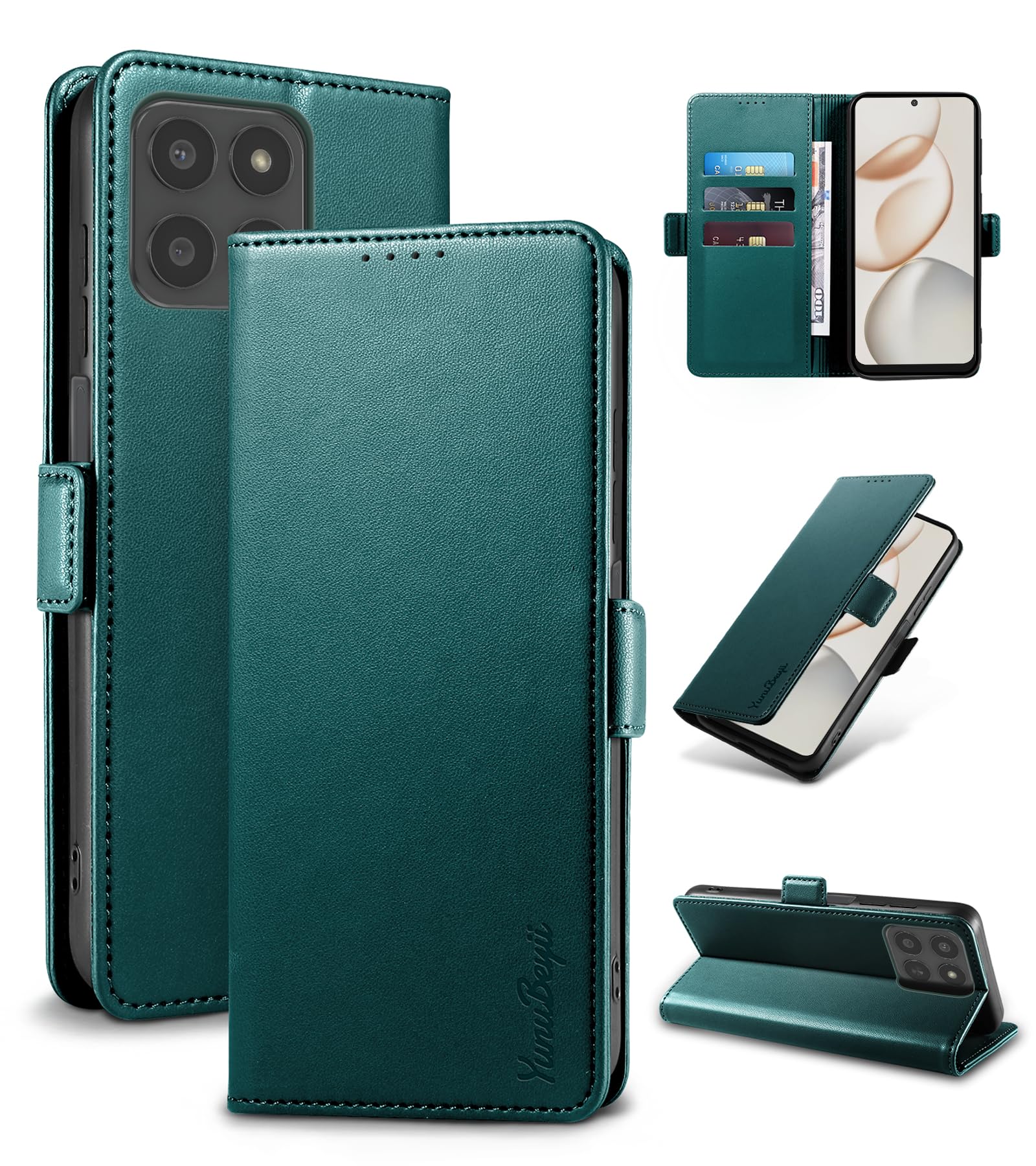 Étui Portefeuille en Tissu Oxford et Cuir PU Compatible avec Oukitel WP39 5G, Coque Robuste avec Rabat Magnétique et Fentes Cartes (Noir