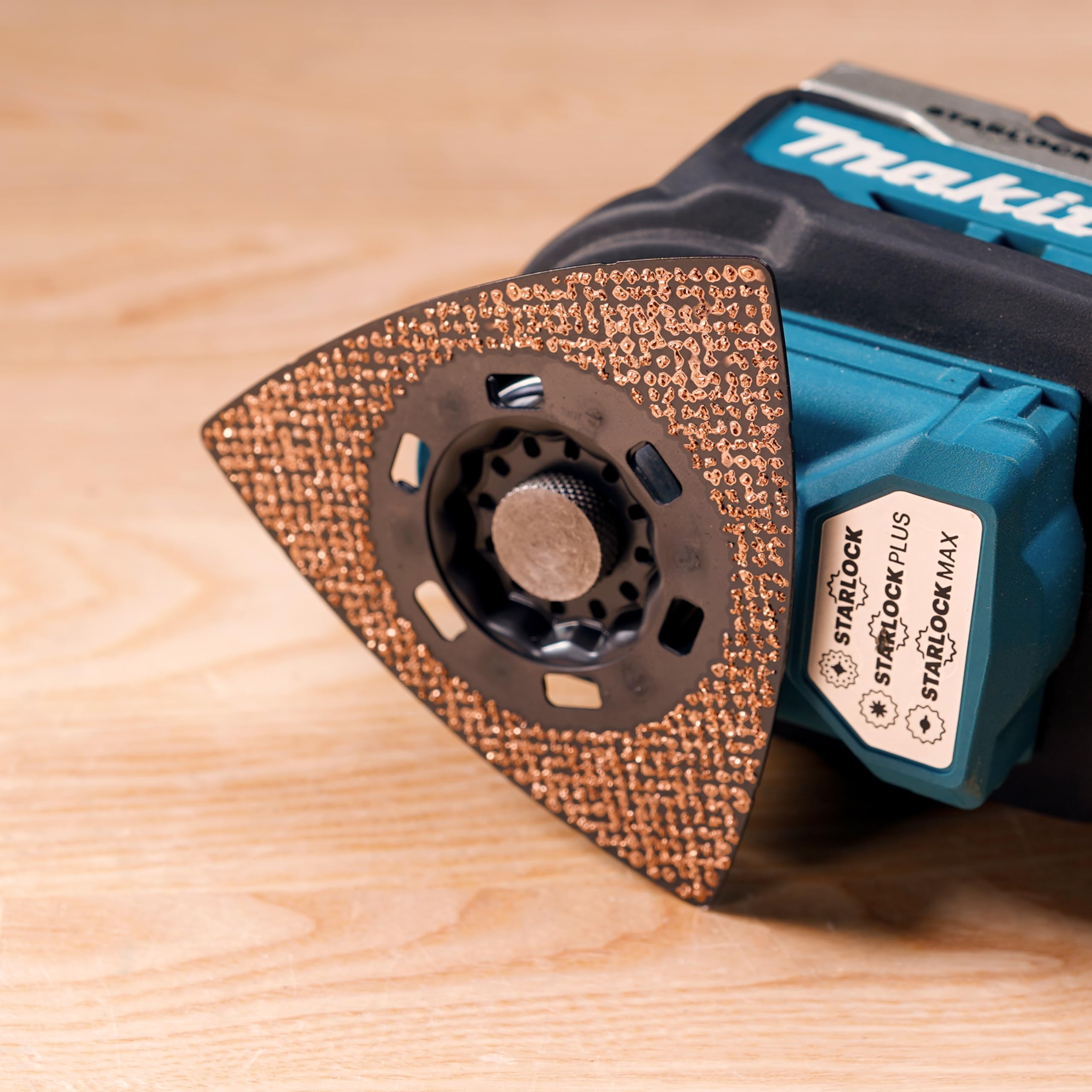 Makita B-69808 Starlock HM/TC Deltaplatte 90 mm TMA084, Körnung 40, für Mörtel, Leim, Fiberglas, Holz, für Multitool, Multifunktionswerkzeug, 1 Stück