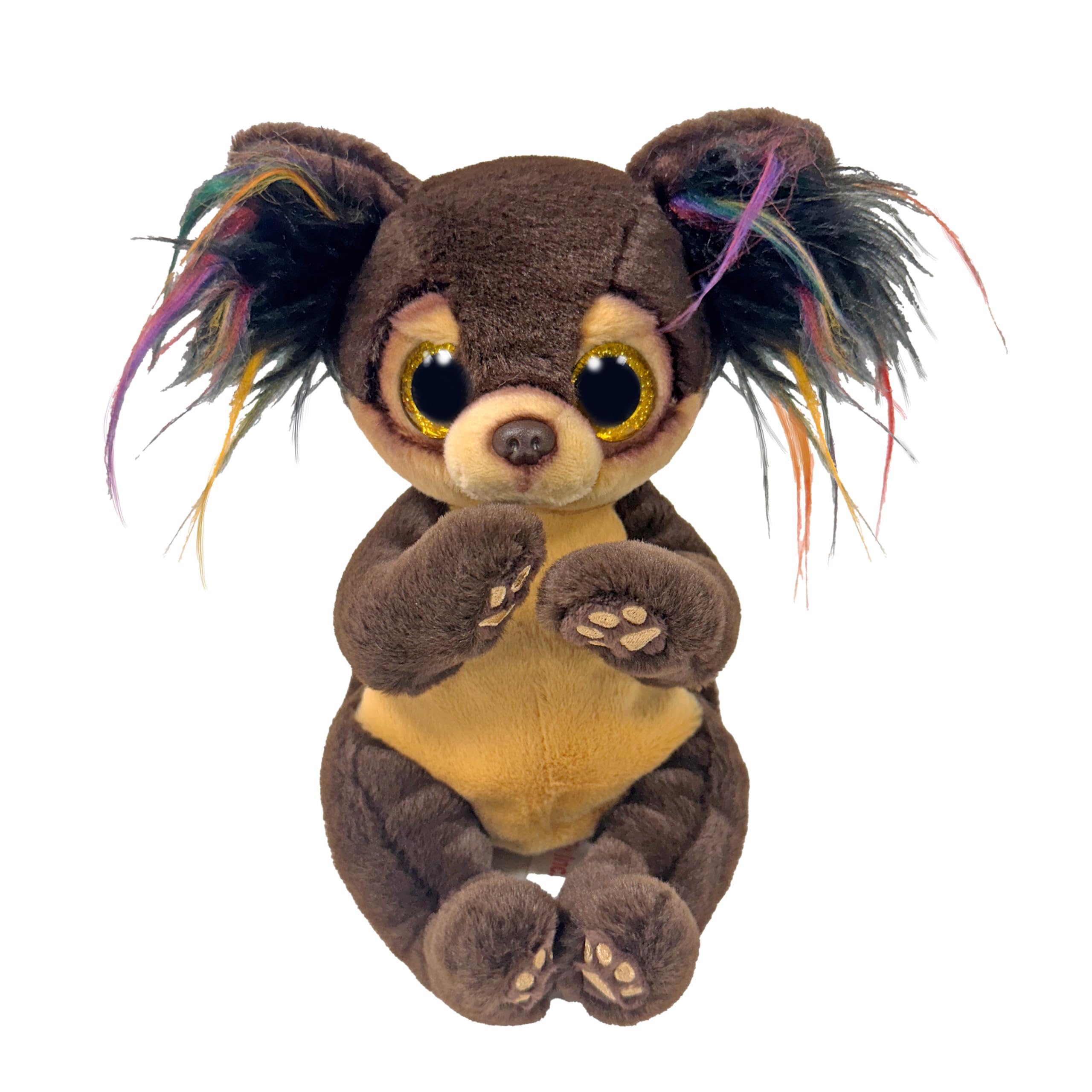 TY Beanie Boos – Toffee der Chihuahua mit großen und glitzernden gelben Augen, das Plüschtier mit großen glitzernden Augen – 15 cm – T37393