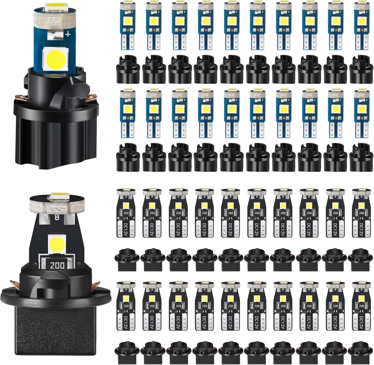 40 Pieces T5 T10 LED Bulbs Dash Lights with Twist Socket Instrument