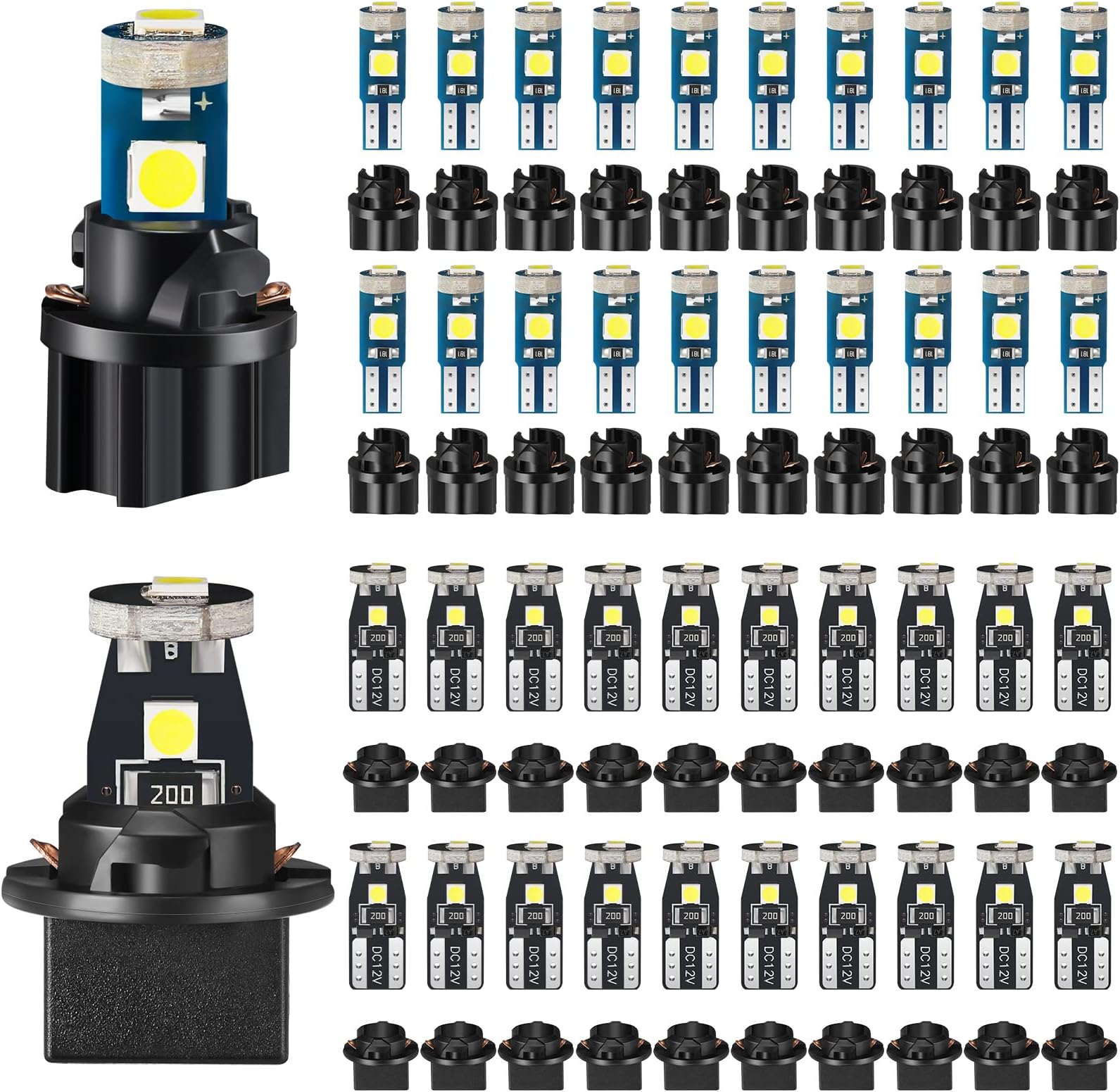 40 Pieces T5 T10 LED Bulbs Dash Lights with Twist Socket Instrument Dashboard LED Bulbs for Interior Car Lights Dashboard Instrument Panel Gauge Cluster Indicator Map Dome