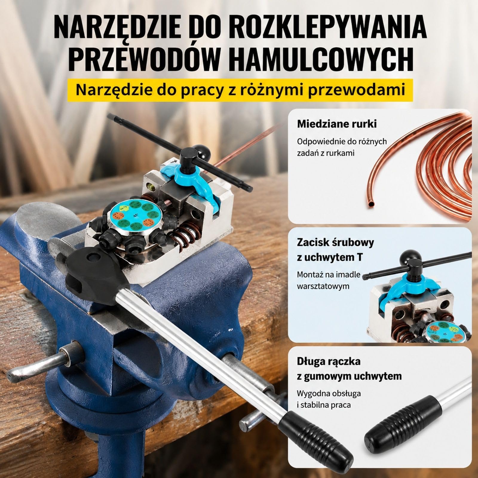 4-częściowy zestaw narzędzi do kielichowania przewodów hamulcowych, 45 stopni, kielichowanie pojedyncze, podwójne i bąbelkowe, do napraw samochodowych i miękkich przewodów metalowych lub