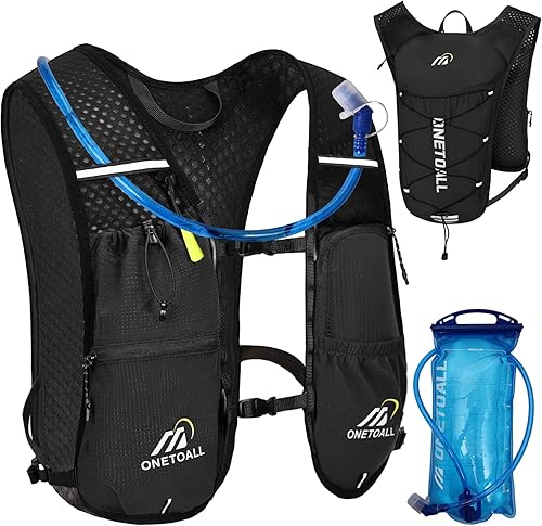 Chaleco de correr para mujeres y hombres, mochila de hidratación de 6L con vejiga de agua de 2L, mochila de agua ligera para trail running, maratón,