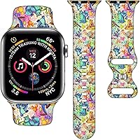 Vista 9 de Correa de silicona de dibujos animados compatible con Apple Watch de 1.496/1.575/1.614/1.654/1.732 pulgadas, bonitas correas de repuesto para Apple