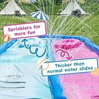jooeer Dupla Vízcsúszda Felfújható Slip n Slide 6m Kerti Vízjáték Testdeszkával Locsolóval 4