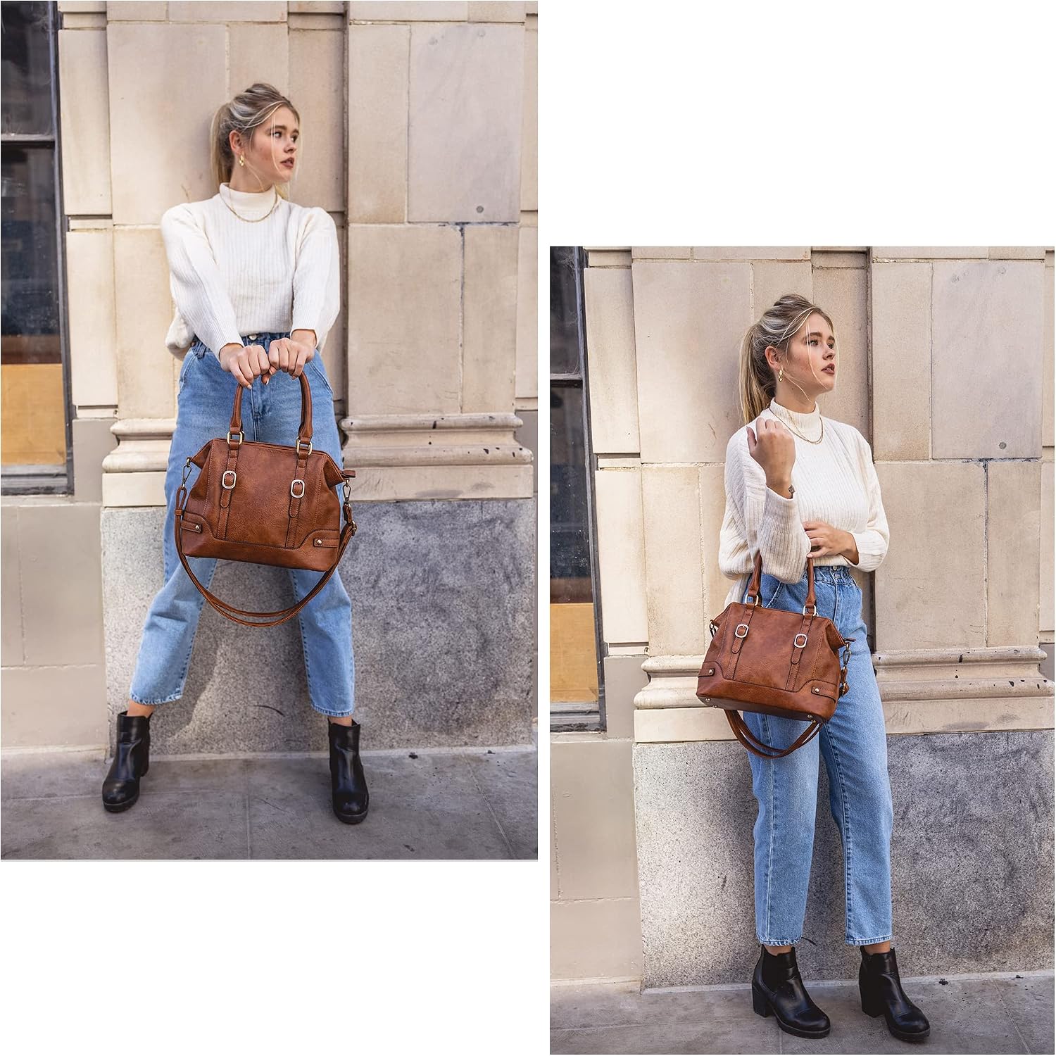 JESSIE & JAMES Elena Concealed Carry Satchel Purse Top Handle Shoulder Tote Bags For Women with Lock and Key | Concealed Carry