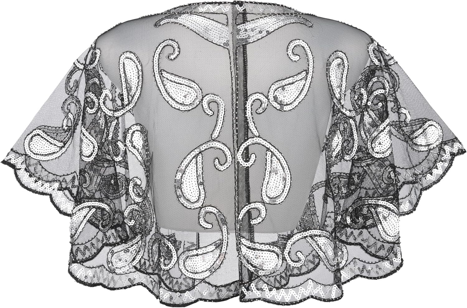 SWEETV Women's 1920s Flapper Shawl,Sequin Beaded Shawls and Wraps for Evening Dresses/Party/Wedding/Formal/Harlem night - Image 5