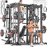 Smith Machine, Multi-Purpose Strength Power Cage with Cable Crossover System and More Training Accessories,Squat Rack Power Rack，Suitable for Home Gyms