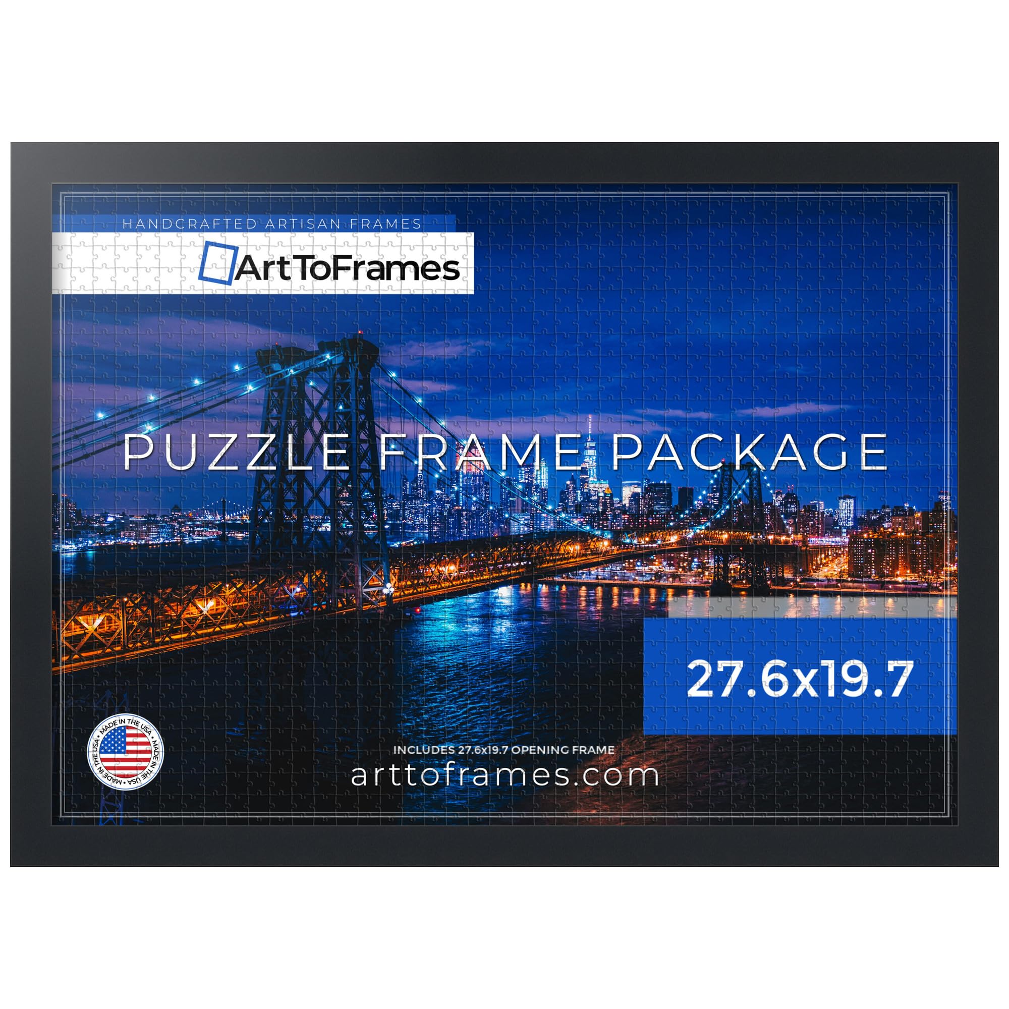 ArtToFrames 27.6x19.7 INCH/70x50 CM Black Frame for 1000 piece Puzzles.This 1.25 Inch Custom MDF Puzzle Frame is Black - Comes with Economy Acrylic (PuzzleFRBW26079-27.6x19.7)