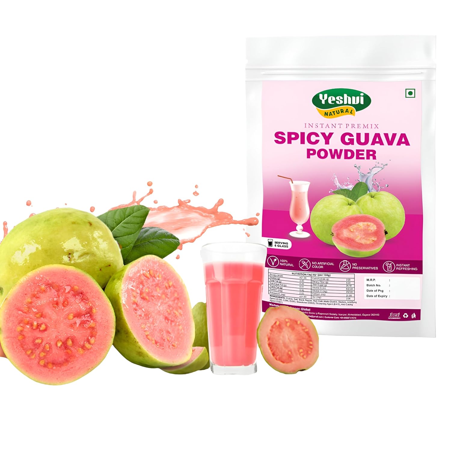 Yeshvi NATURAL Spicy Guava & Kokum Jamun Fruit Juice Powder With Nimbu Pani Combo Pack, Instant Drink Mix, 300gm