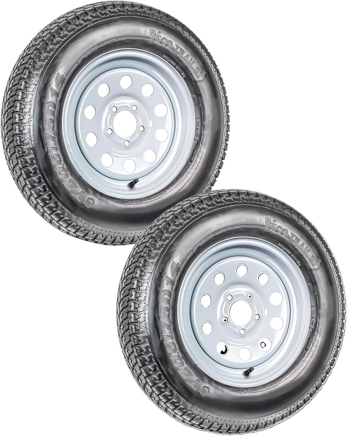 eCustomrim 2-Pack Trailer Tire On Rim ST215/75D14 14 in. Load C 5 Lug White Modular Wheel - 2 Year Warranty w/Roadside