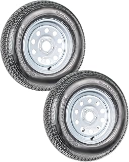 eCustomrim 2-Pack Trailer Tire On Rim ST215/75D14 14 in. Load Range C 5 Lug White Mod Wheel - 2 Year Warranty w/Free Roadside
