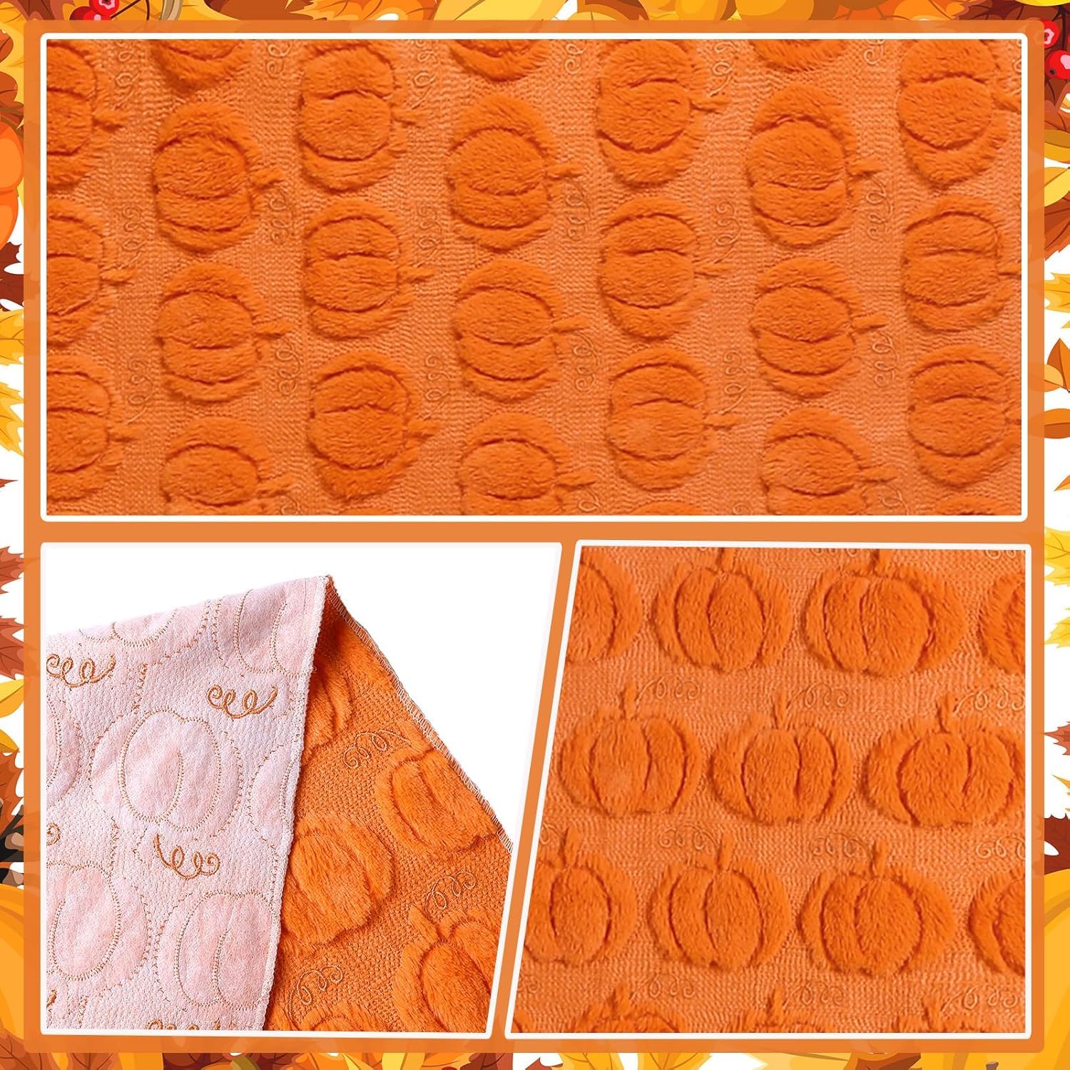 Chemin de table d'automne, décoration citrouille mignonne pour Thanksgiving, nappe en fausse fourrure douce, parfaite pour la récolte d'automne, la décoration de la maison, de la cuisine, 3
