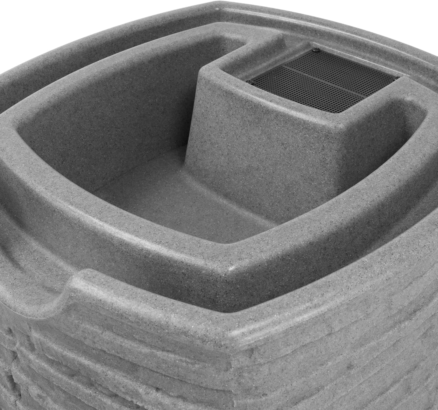 Good Ideas Impressions Riverwalk Rain Water Collection Barrel, Dark Granite, 50 Gallon - Faux Slate Rock Rainwater Catcher, Plastic Storage Drum with Dual Robust Metal Spigots & Fine Mesh Screen