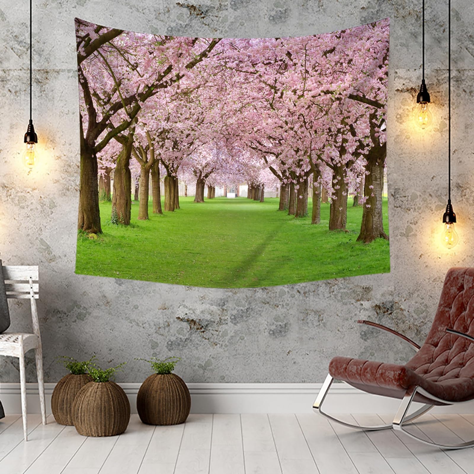RDSGYZ Wandvorhang Landschaft Groß 256x350CM, Wandbehang Wandteppich Outdoor mit Motiv Bäume und Rasen Wandtuch Wanddeko Kinderzimmer Wohnzimmer Schlafzimmer Hintergrund