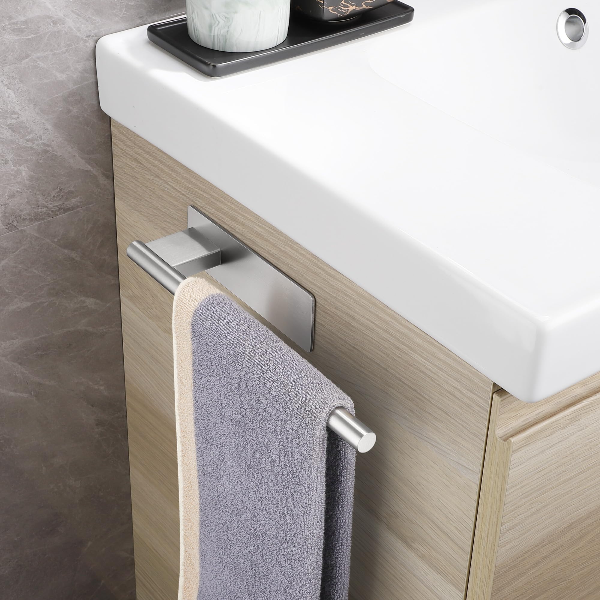 Porta Asciugamani Bagno Adesivo,Porta Salviette in Acciaio Inossidabile 304 Portasciugamani per Bagno e Cucina 28CM,Argento