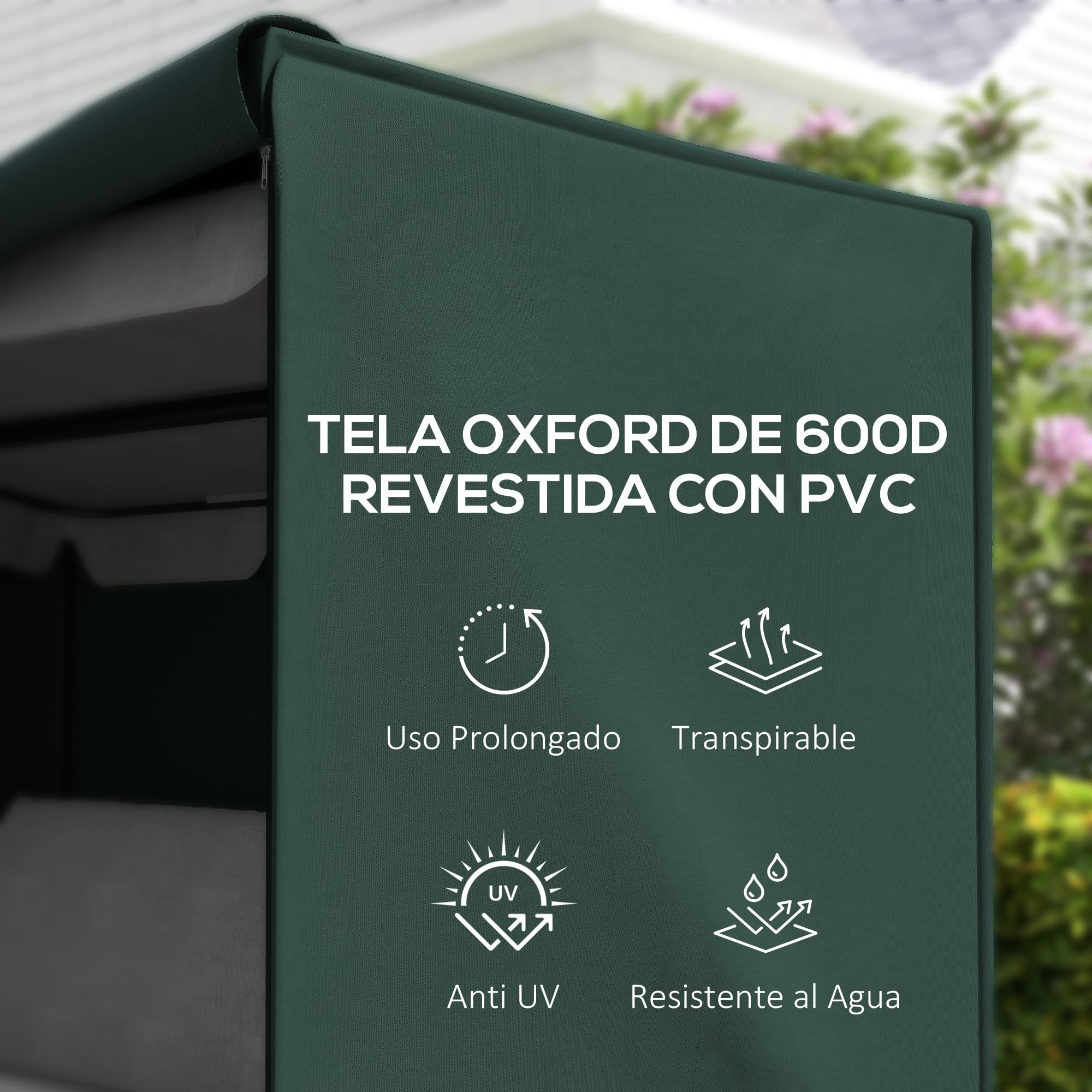 Outsunny Funda para Columpios de Exterior Impermeable con Cremallera Cubierta Muebles para Exterior de Tela Oxford 600D Ideal Columpios 205x124x164 cm Verde Oscuro