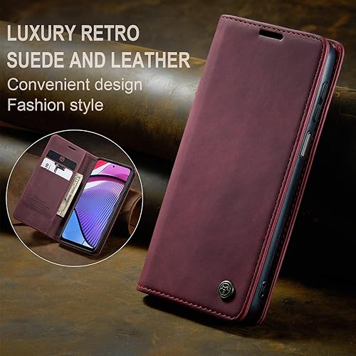 Miniatura 7 de WAWZ Funda tipo cartera para Moto G Power 5G 2023, a prueba de golpes, con ranuras para tarjetas, soporte invisible para Moto G Power 5G 2023 (rojo