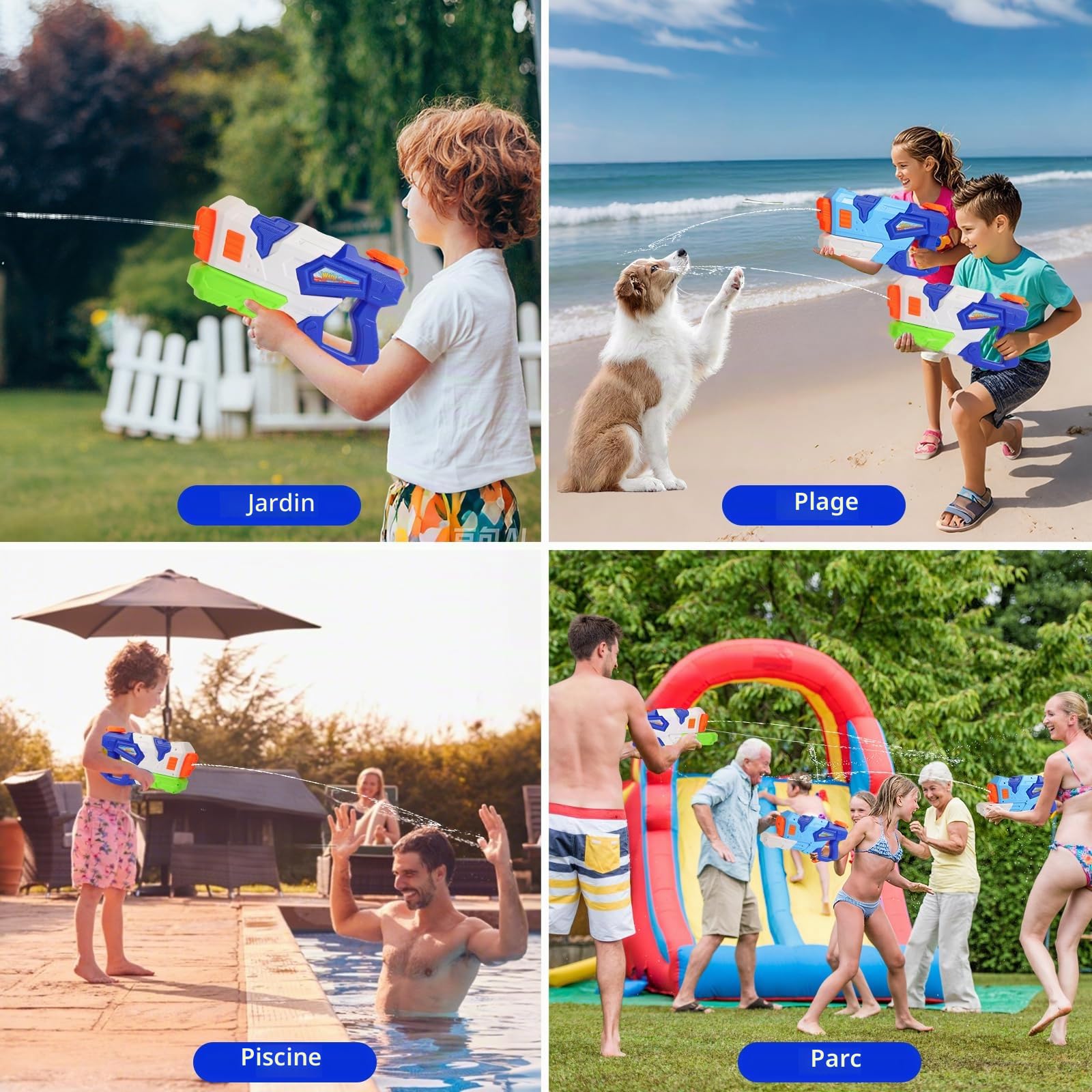 Pistolet a Eau Enfants, 2 Pcs 700ml Haute Capacité Fusil a Eau | avec 10 mètres de portée, pistolets et fusils à eau Jouets d'été pour Adultes pour Les Plein Air, Piscine, Plage